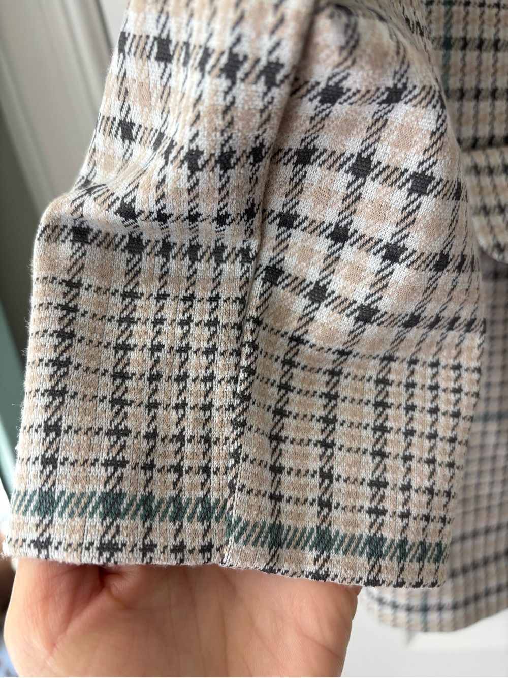 Liverpool Los Angeles Beige Gray Plaid Open Front Blazer Size M - Picture 3 of 12